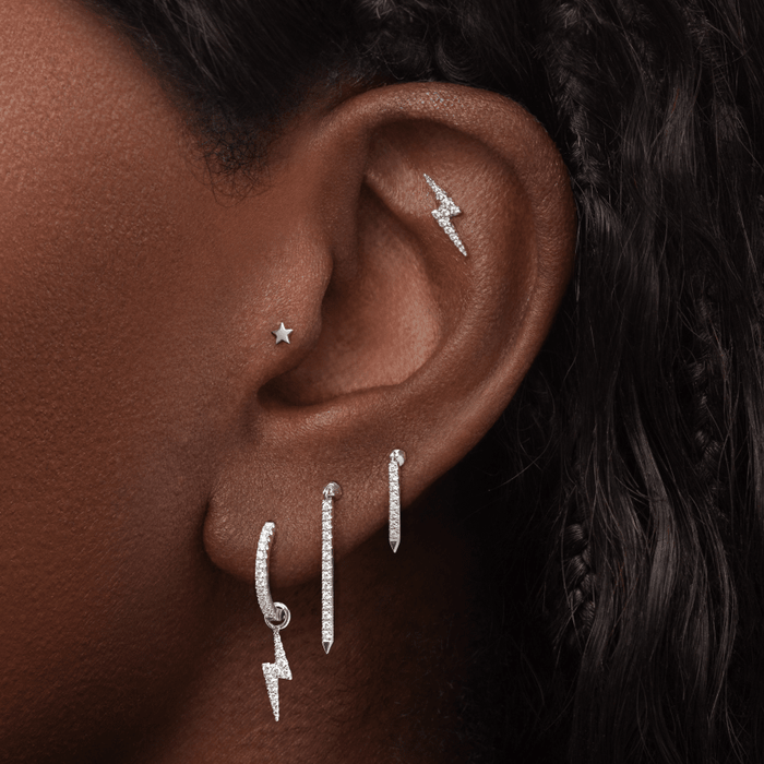 Plain Star Threaded Stud Earring With Titanium Backing