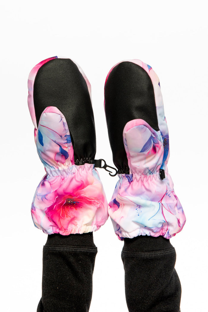 Play Baby Winter Mittens Mauve Flower Print-2