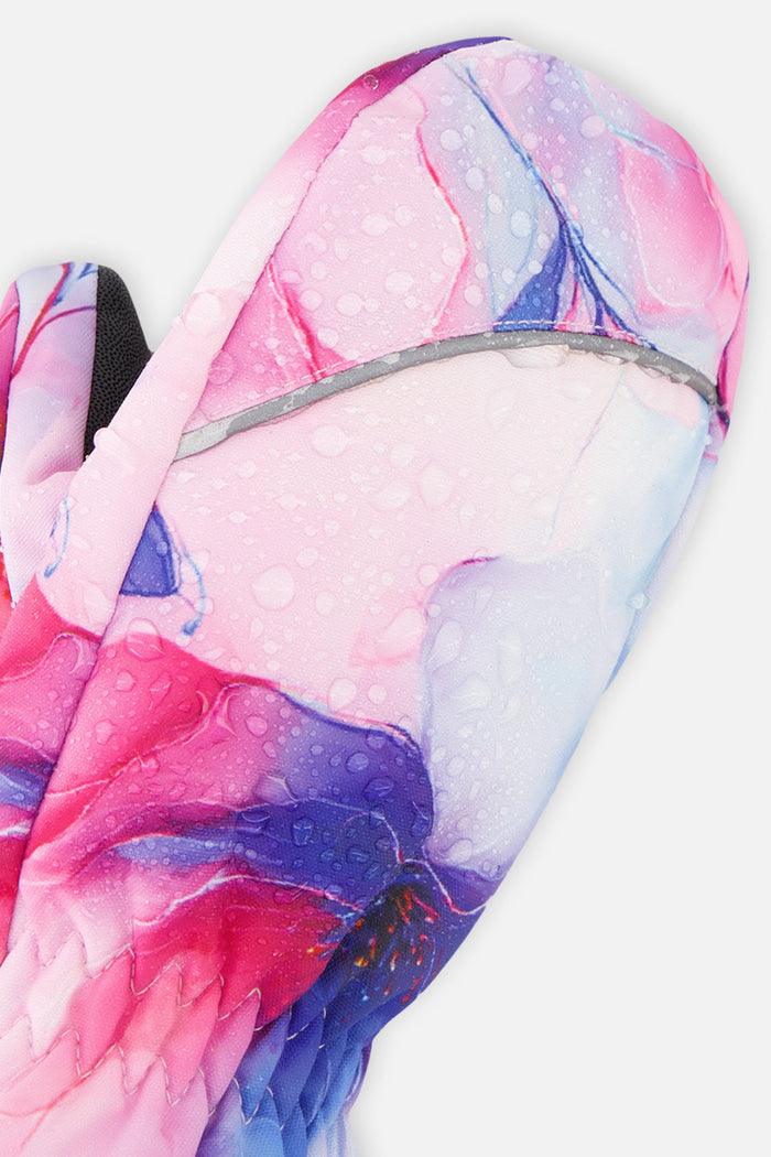 Play Baby Winter Mittens Mauve Flower Print-3
