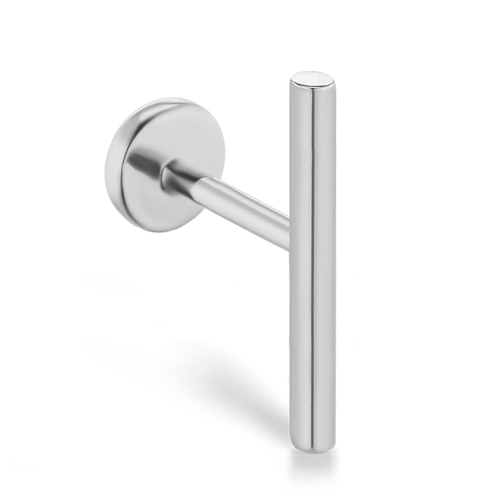 Polished Round Bar Threaded Stud Earring With Titanium Backing