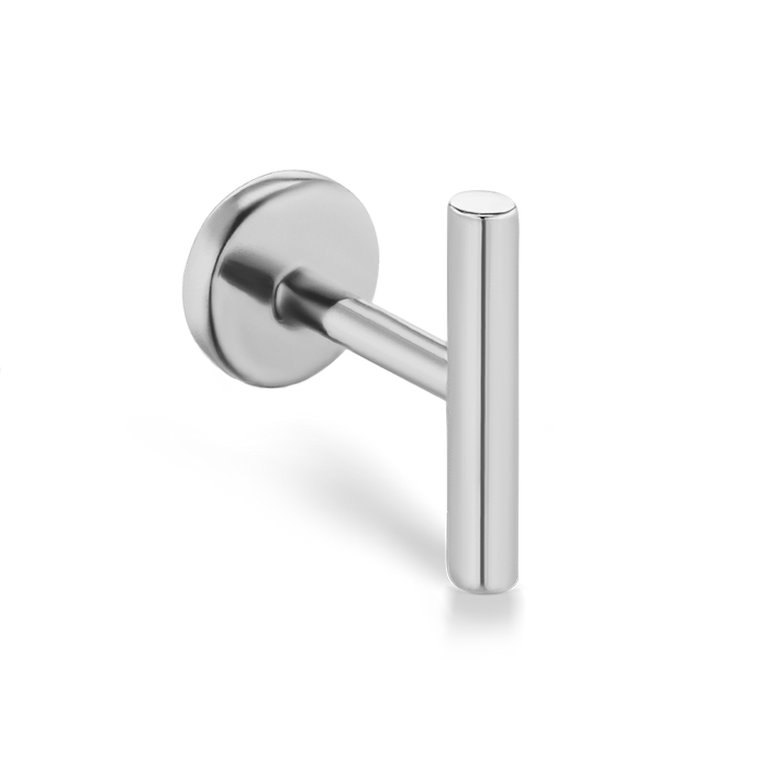 Polished Round Bar Threaded Stud Earring With Titanium Backing
