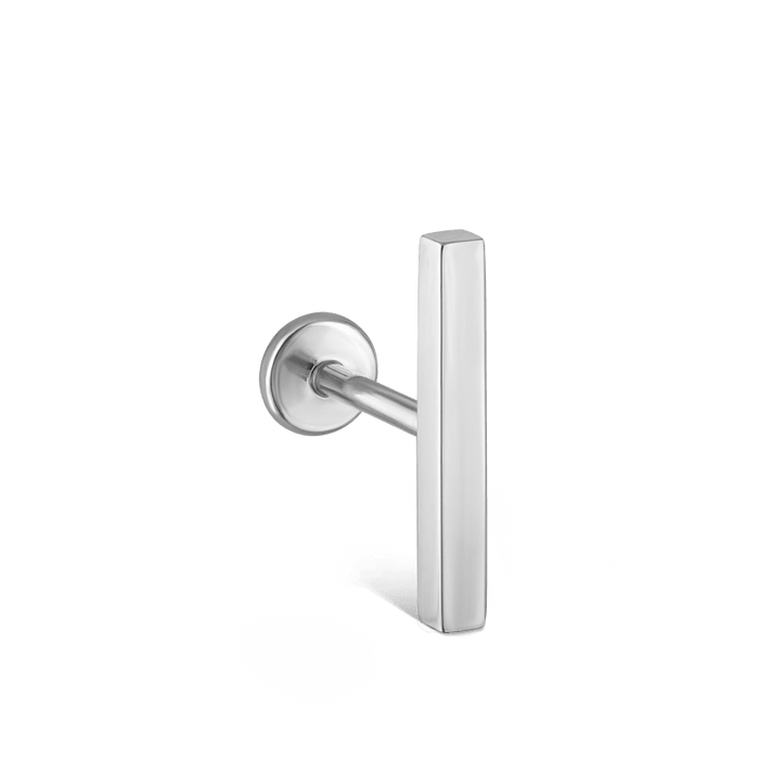 Polished Square Bar Threaded Stud Earring With Titanium Backing