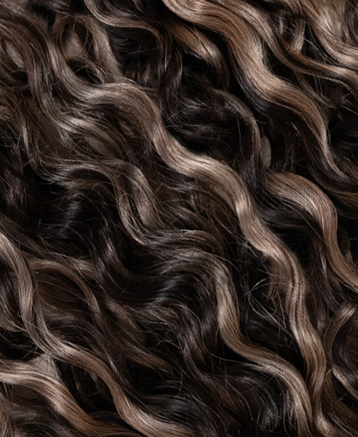 ponytail - curly(3a) ash brown balayage.