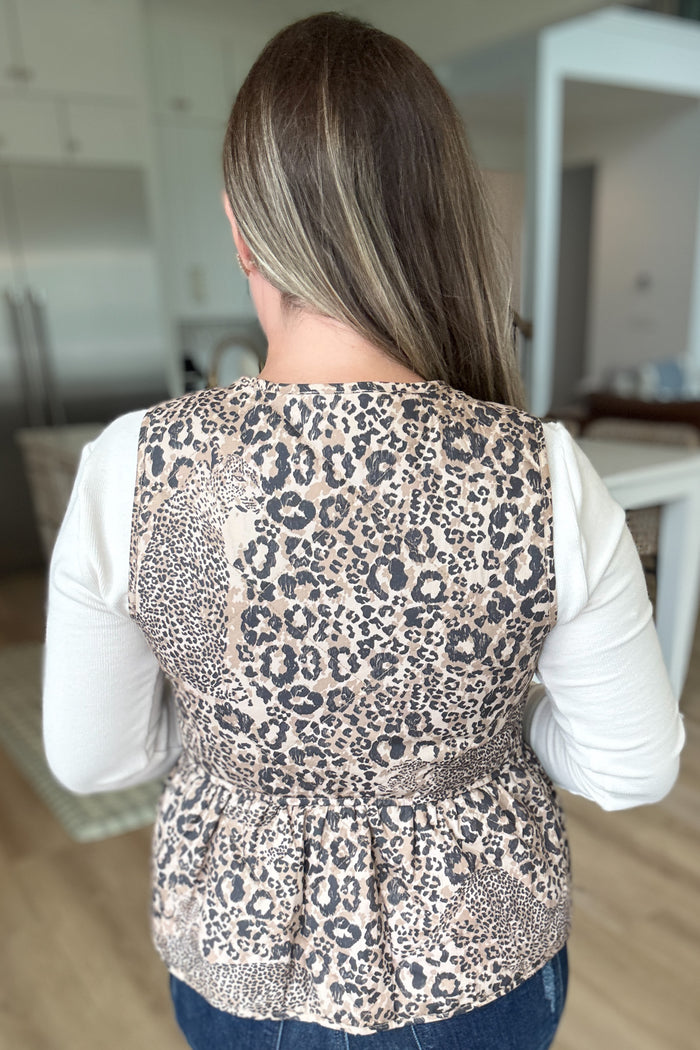 Quilted Leopard Bow Vest - B Social Boutique