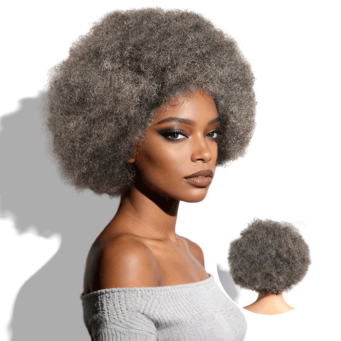 qvr salt pepper afro curly human hair wigs