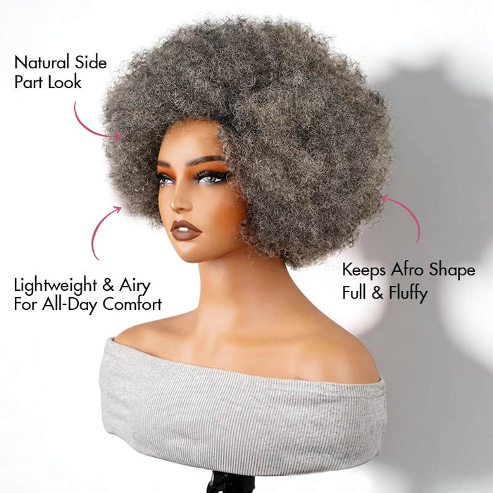 qvr salt pepper colored human hair wigs for black women