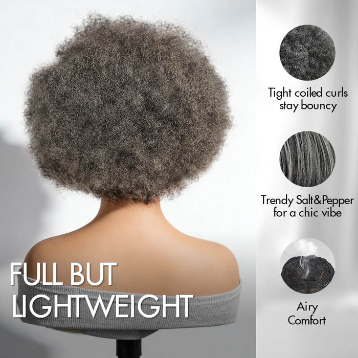 100% human hair qvr salt pepper wigs, natural look