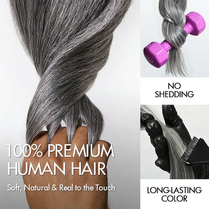 healthy strong qvr salt pepper human hair wigs, tangle free