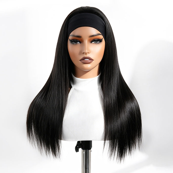 QVR Straight 210% Density Headband Wig 100% Human Hair Glueless Wigs for Women