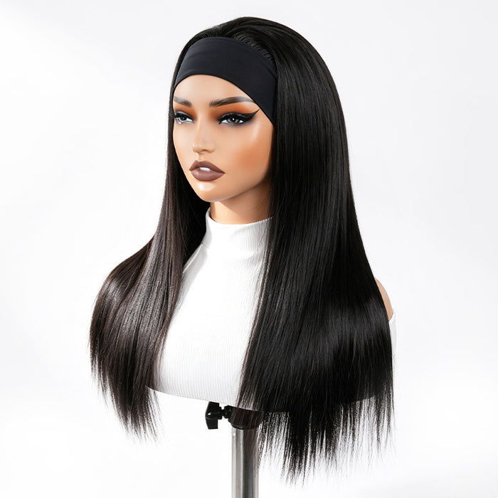 QVR Straight 210% Density Headband Wig 100% Human Hair Glueless Wigs for Women