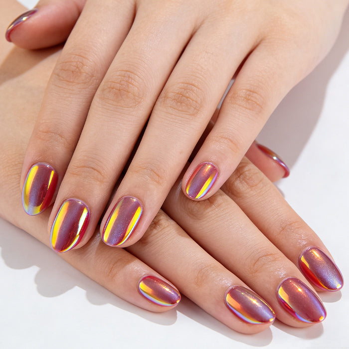 Red and Blue Cat's Eye Aurora Nail 32 Pcs