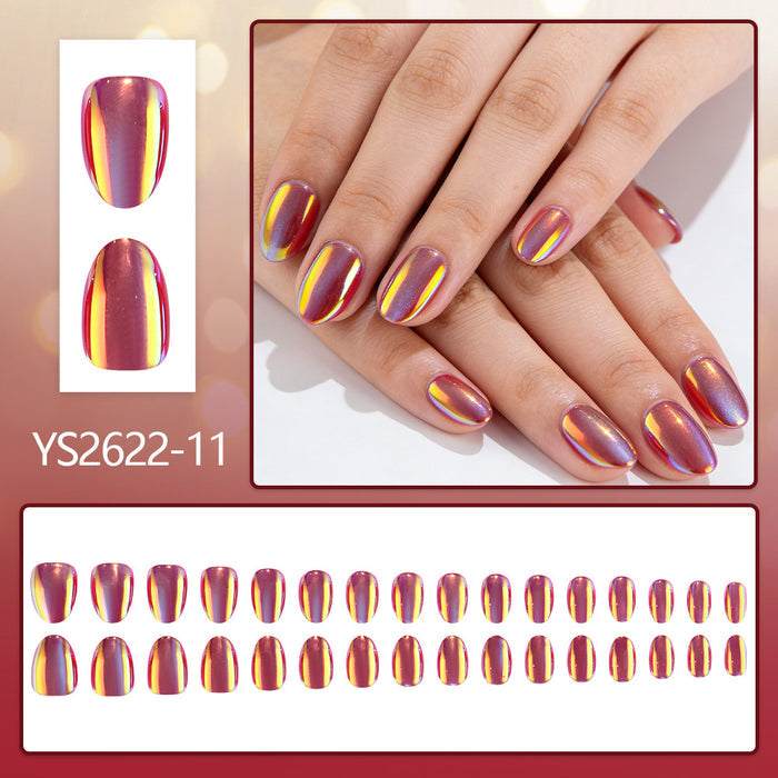 Red and Blue Cat's Eye Aurora Nail 32 Pcs
