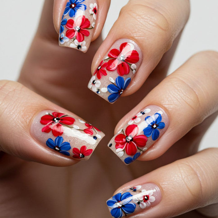 Red Blue White Flowers