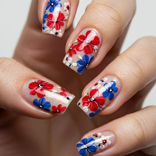 Red Blue White Flowers