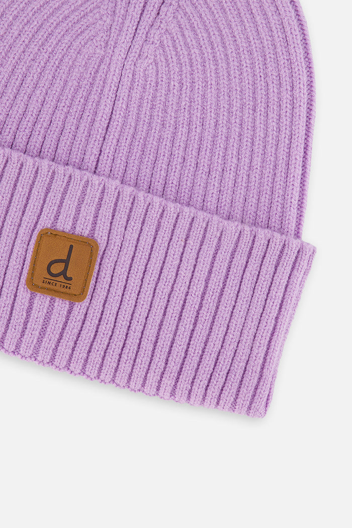 Ribbed Knit Hat Lavender-2