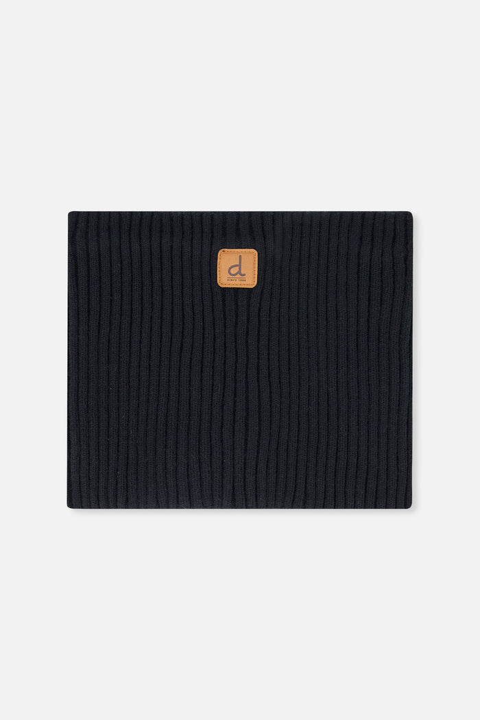 Ribbed Knit Neckwarmer Black-0