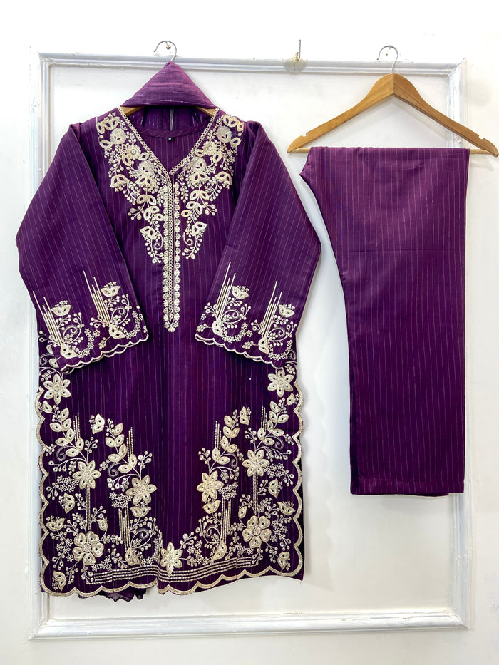 Richly Embroidered Luxe 3PC (Khaddar) D-276