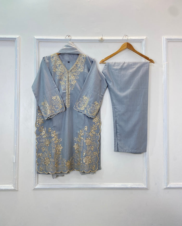 Richly Embroidered Luxe 3PC (Khaddar) D-276