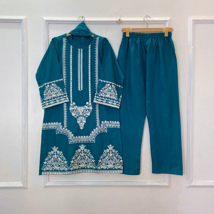 Royal Taj Embroidered 3PC (Khaddar) D-328