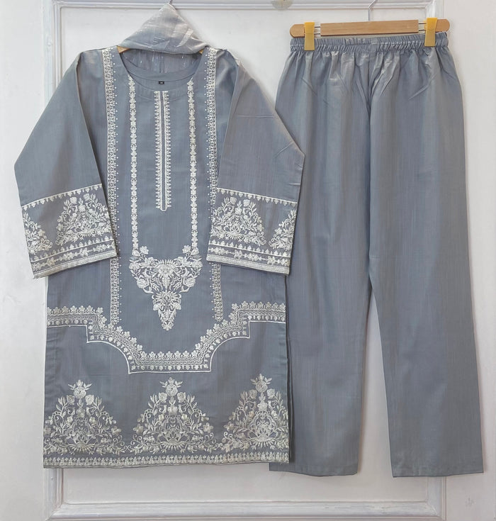Royal Taj Embroidered 3PC (Khaddar) D-328