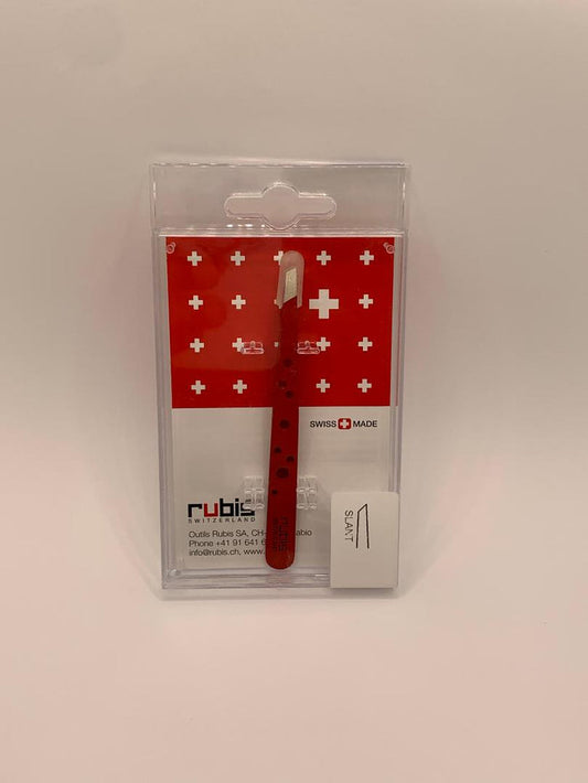 Rubis Perforated Stainless Steel Tweezer Slanted Red