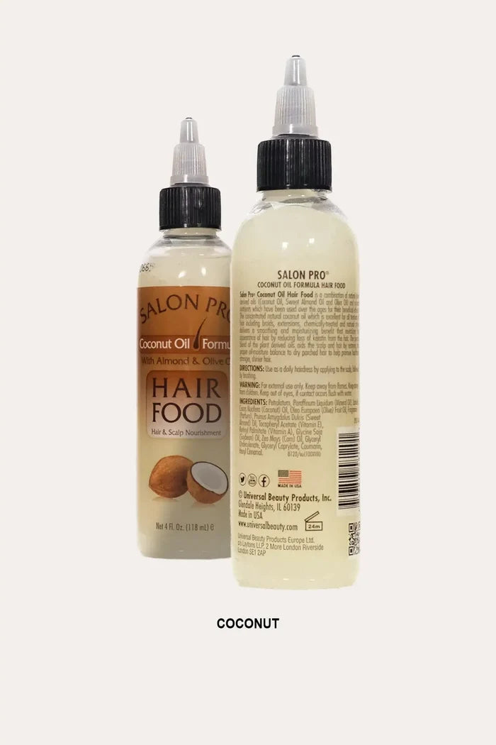 SALON PRO HAIR FOOD COCONUT OIL WITH ALMOND & OLIVE OIL 4oz