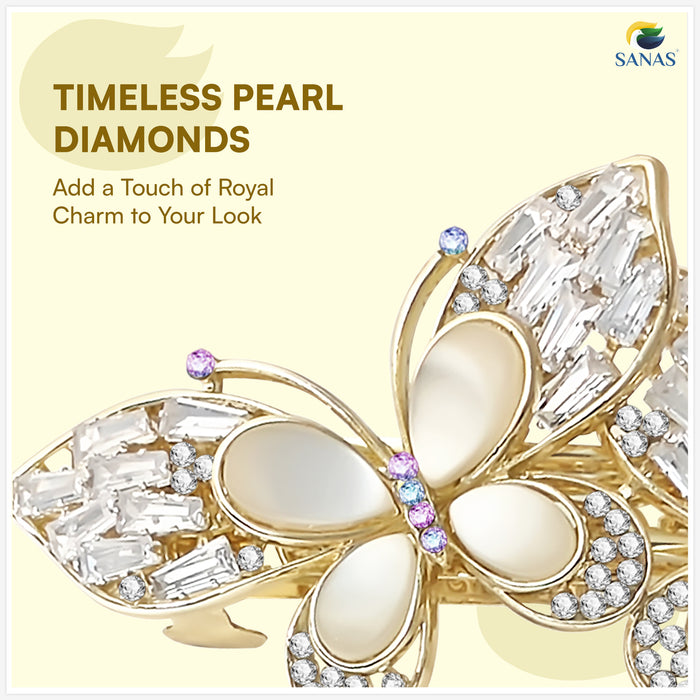 Premium Golden Butterfly Hair Barrette for Women