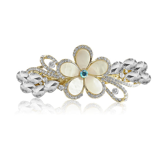 SANAS golden crystal flower hair barrette hair accessories for women