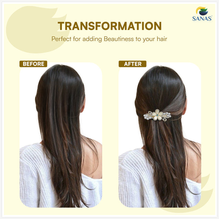 SANAS crystal flower barrette hair accessories for women