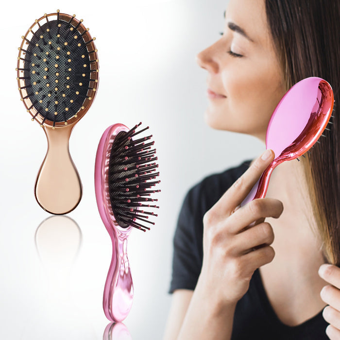 metallic paddle hair brush for women and men