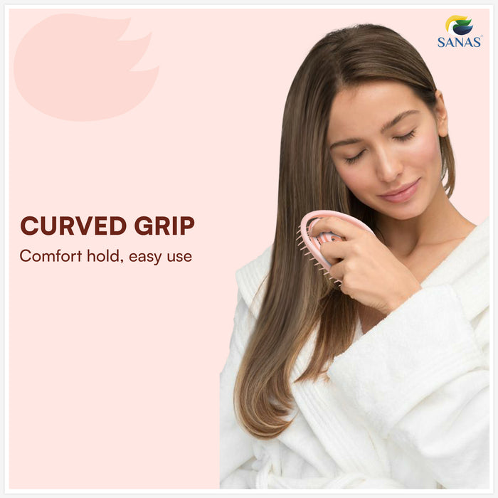 Hair wash brush with soft silicone bristles