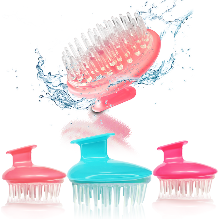 SANAS 3 Pcs silicone scalp scrub shampoo brush set