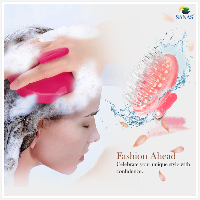 SANAS scalp scrub brush with soft silicone bristles