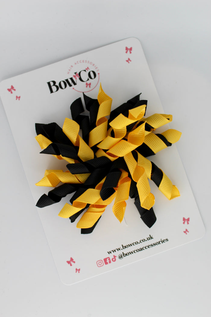 School Bow Black and Yellow Gold - Corker Bow - Elastic