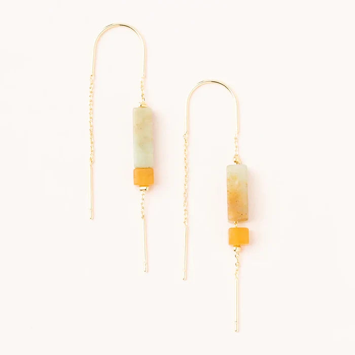SCOUT Rectangle Stone Dangle Earrings - Gold Amazonite