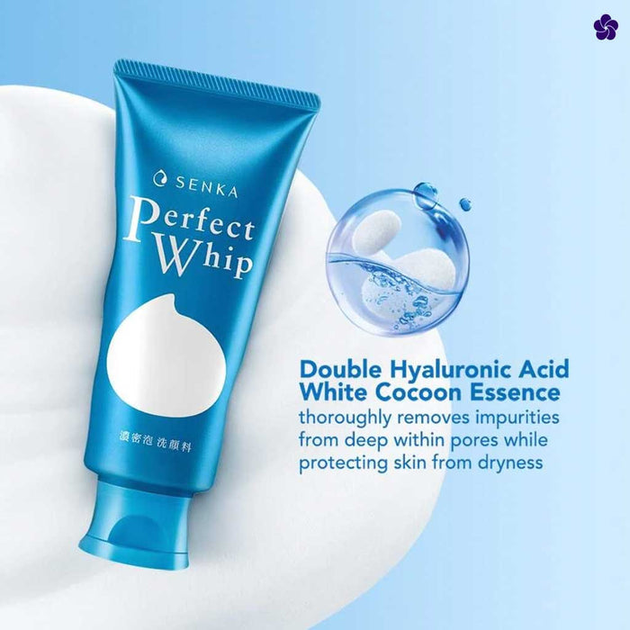 How to use Senka Perfect whip blue. Best Japanese face wash. Murasaki Cosmetics Japanese skincare shop in Europe. Based in the Netherlands