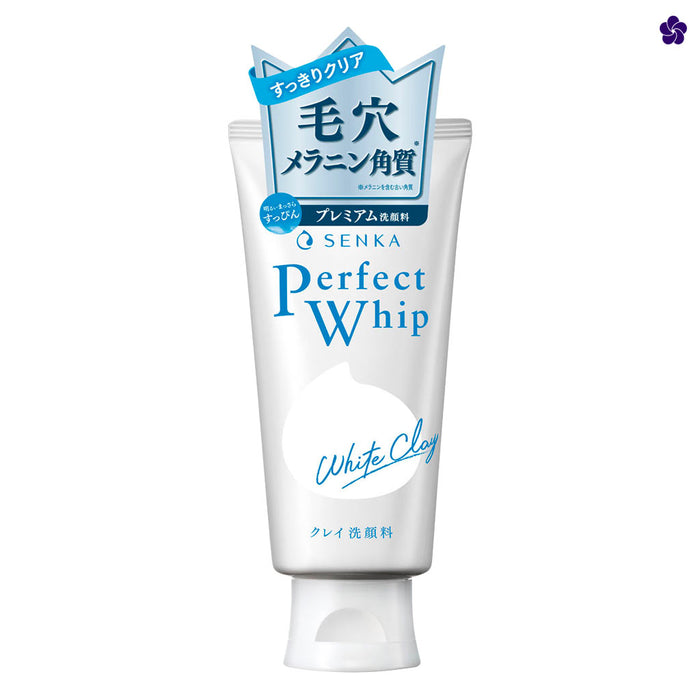 SENKA - Perfect Whip White Clay Cleansing Foam 120gr. Best Japanese face wash cleanser. Murasaki Cosmetics Japanese skincare shop in Netherlands. Oily and acne prone skin