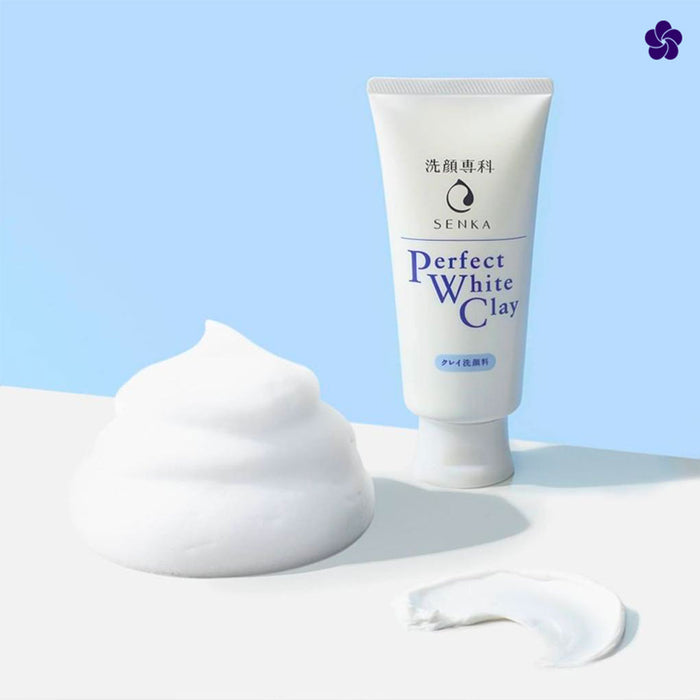 Senka White. Perfect White Clay texture. Best Japanese Facial Cleanser. Murasaki Cosmetics. Japanese Skincare Shop Netherlands. Shiseido