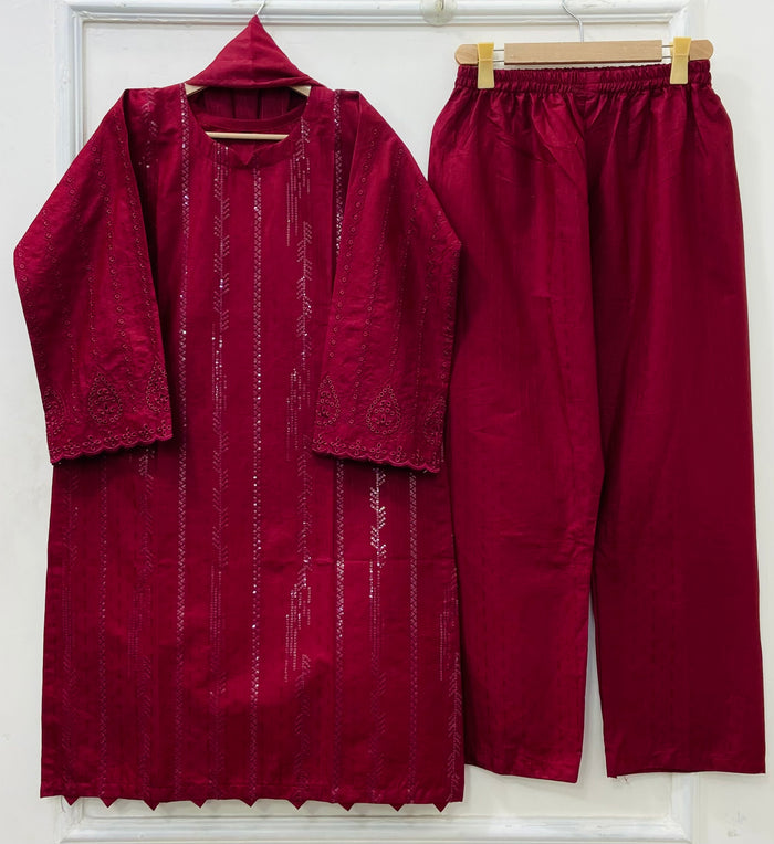 Sequins Embroidered | 3PC Cotton D-561