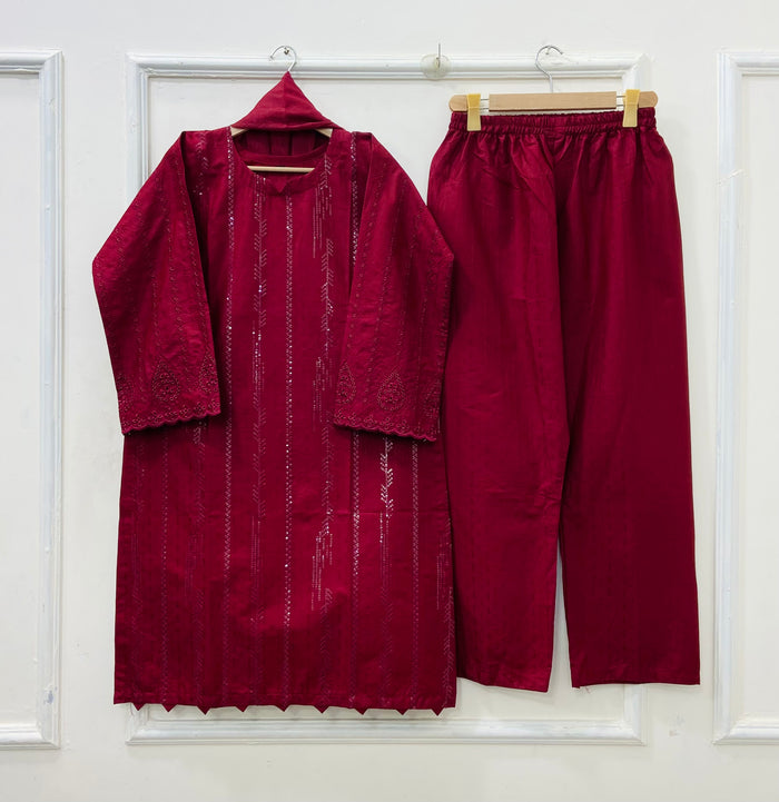 Sequins Embroidered | 3PC Cotton D-561