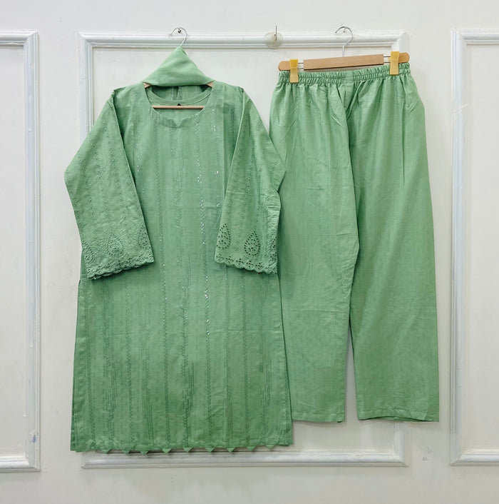 Sequins Embroidered | 3PC Cotton D-561