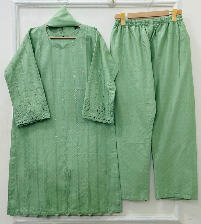 Sequins Embroidered | 3PC Cotton D-561