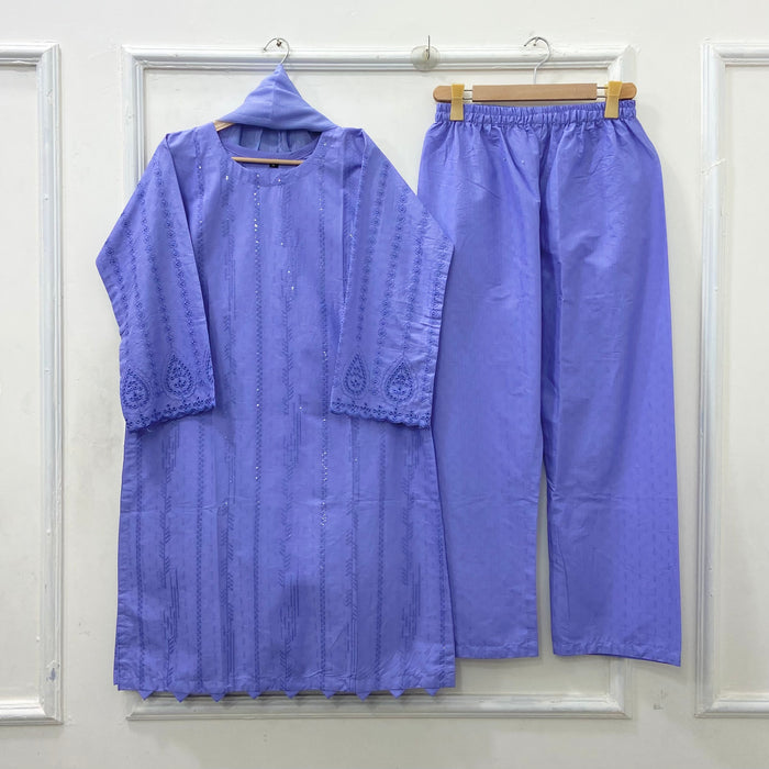 Sequins Embroidered | 3PC Cotton D-561