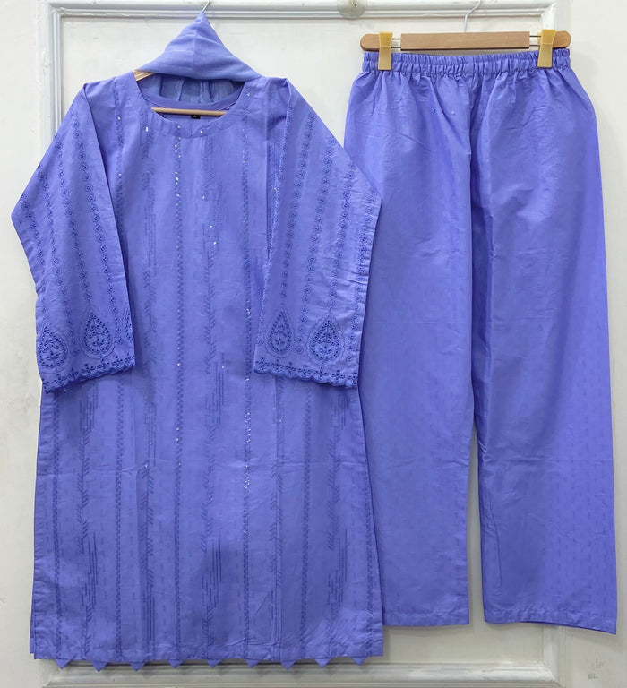 Sequins Embroidered | 3PC Cotton D-561