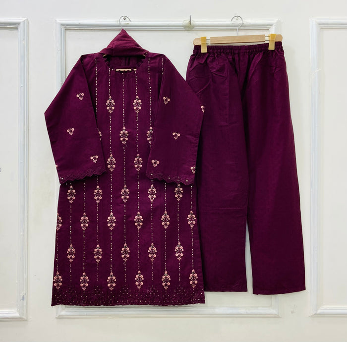 Sequins Embroidered | 3PC Cotton D-580