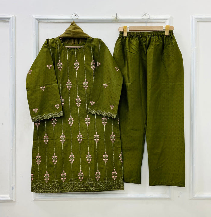 Sequins Embroidered | 3PC Cotton D-580