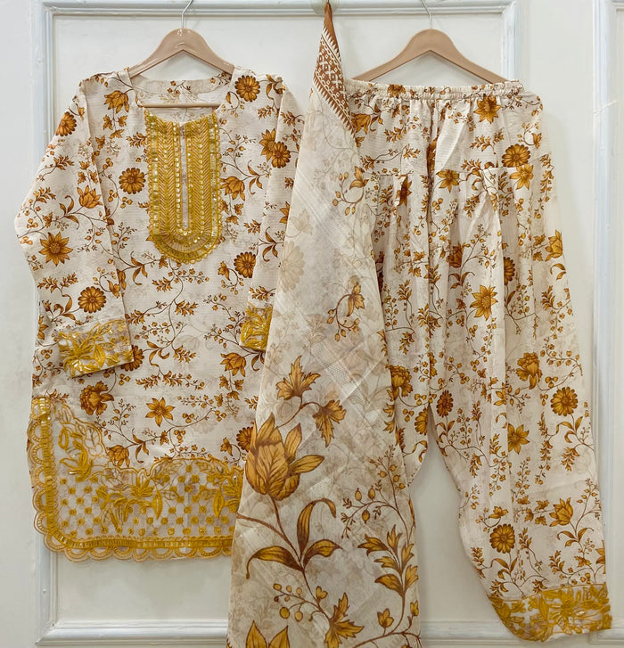 Sequins Embroidered | 3PC D-566