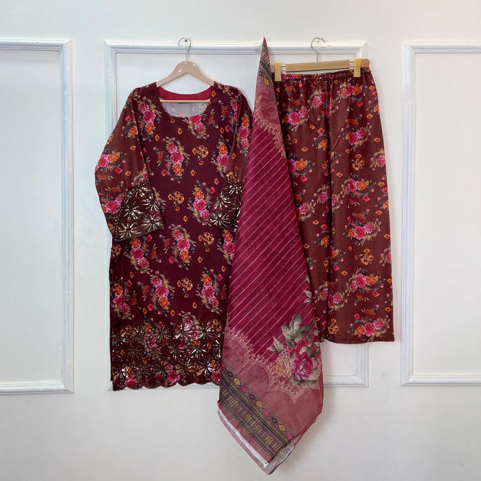 Sequins Embroidered Series: 3PC (Bana Dora Silk) D-364