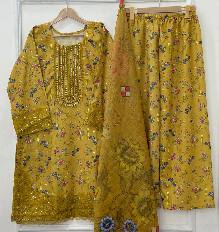 Sequins Embroidered Series: 3PC (Bana Dora Silk) D-469