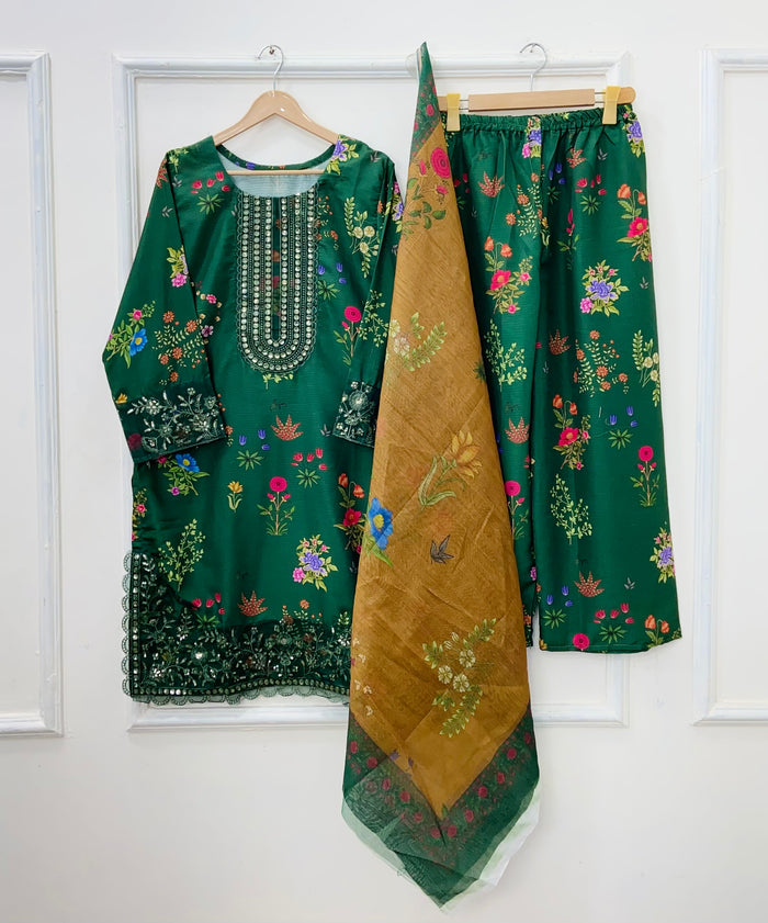 Sequins Embroidered Series: 3PC (Bana Dora Silk) D-469